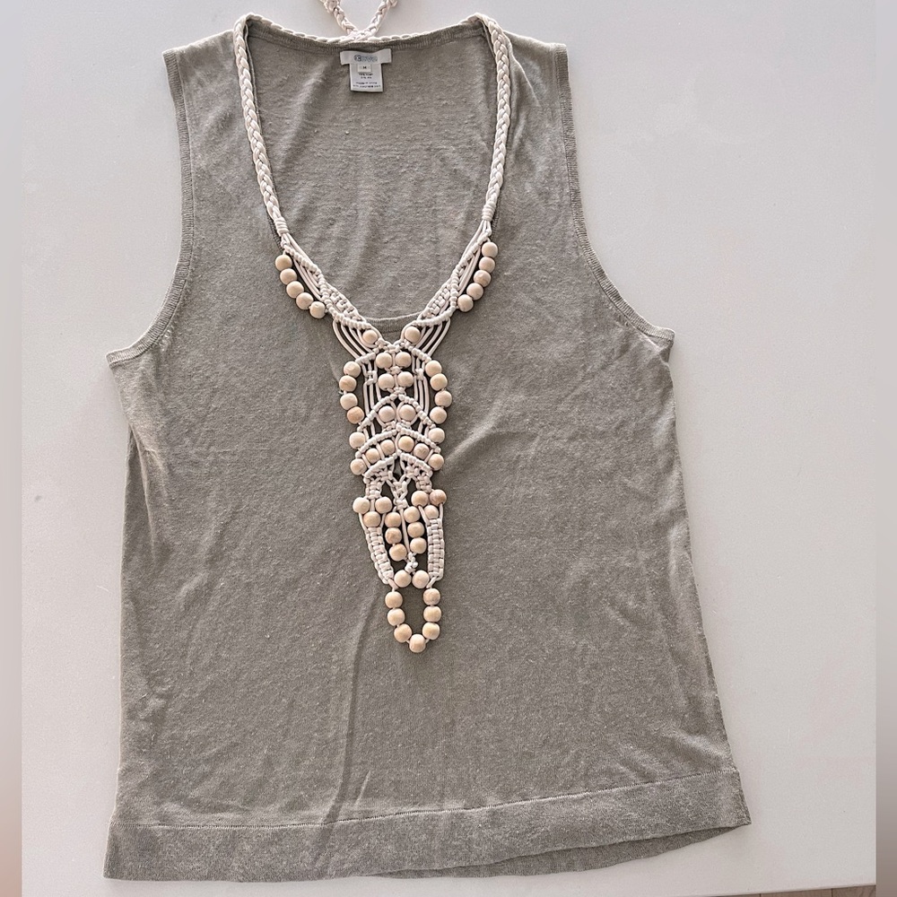 Aeve linen silk beaded sleeveless top